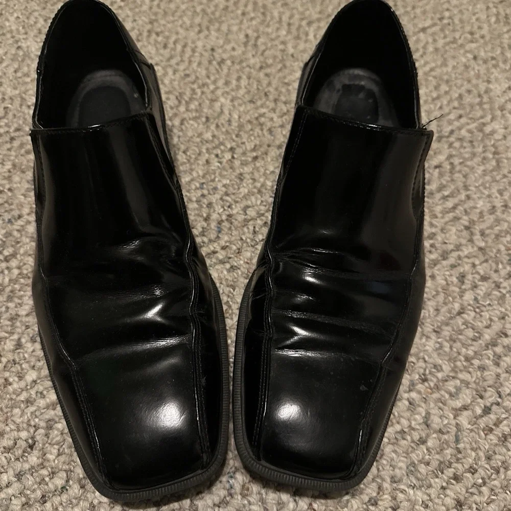 Calvin‎ Klein Size 7.5 Fane Men's Slip-on Black Dress Leather Loafers Shoes